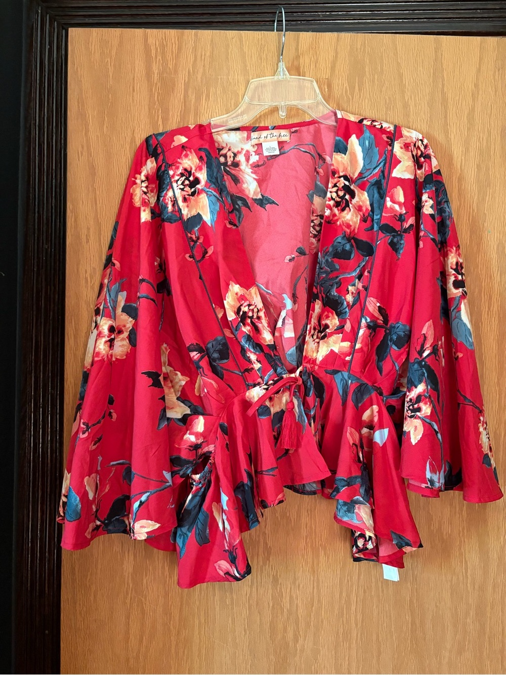 Floral Wrap Blouse in Red